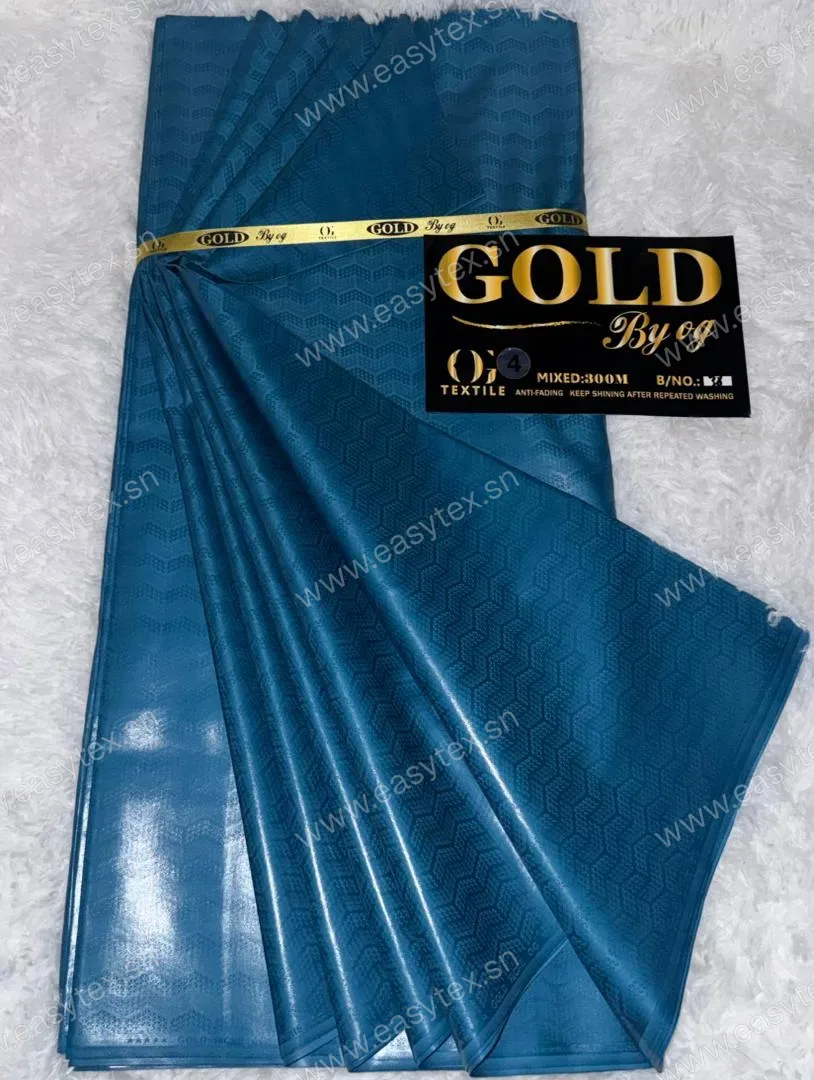  Bazin Riche Damassé Bleu Turquoise Royal