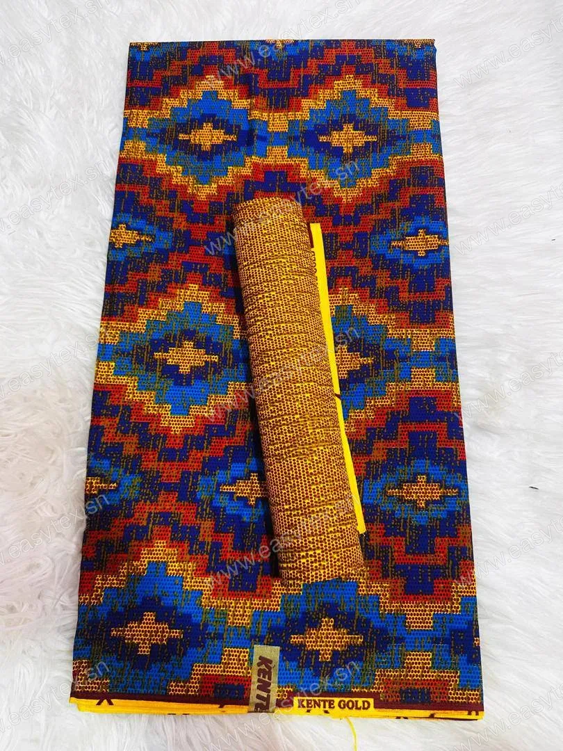 Super-Wax Kente Premium Losanges Royaux et Éclat d'Or